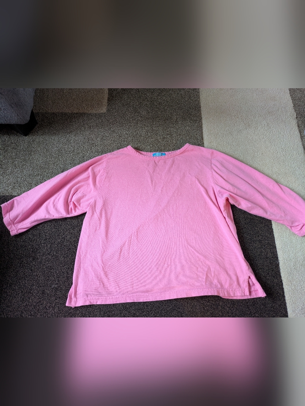 Basic Pink 3/4 Sleeve Cotton Shirt